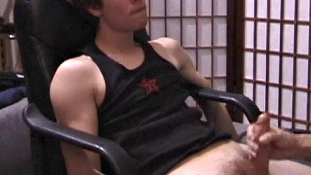 Kicking back in a chair, Jayden is ready to jack off again, and we get to watch! This time he enjoys some help from a mystery hand that edges out his cum.