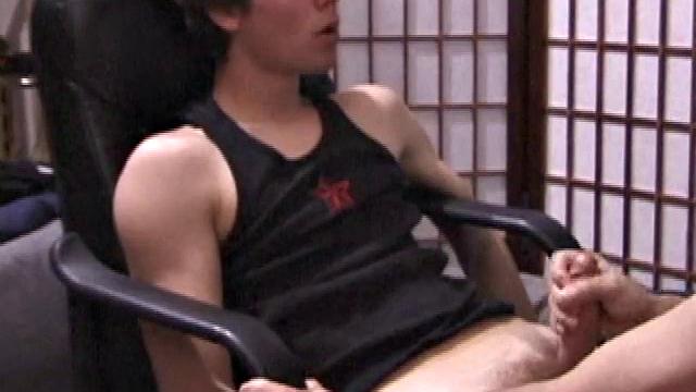 Kicking back in a chair, Jayden is ready to jack off again, and we get to watch! This time he enjoys some help from a mystery hand that edges out his cum.