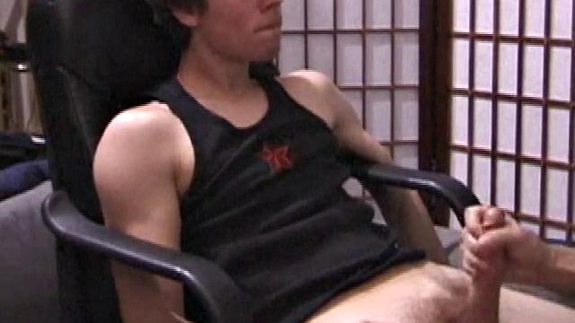 Kicking back in a chair, Jayden is ready to jack off again, and we get to watch! This time he enjoys some help from a mystery hand that edges out his cum.