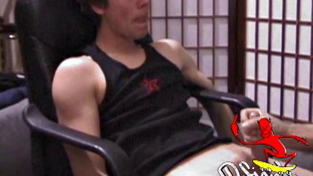 Kicking back in a chair, Jayden is ready to jack off again, and we get to watch! This time he enjoys some help from a mystery hand that edges out his cum.