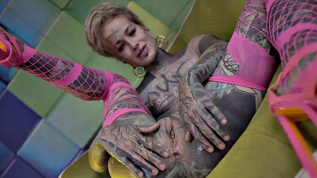 Heavily Tattooed Teen Stretching