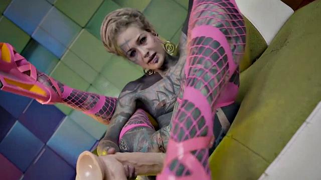 Heavily Tattooed Teen Stretching
