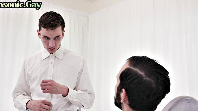 Straight apprentice seduced by master