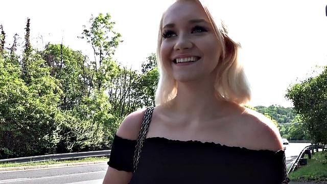 Blonde Pussy Stuffes From Behind Before Giving Head