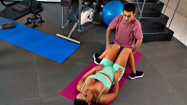 Ebony babe squirting while riding during yoga class