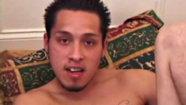 Juice strips down and shows his hard cock. He lubes up his tight hole and slides a purple dildo inside. He really likes it, but has more sex toys to play with. He slides more lube over his hole and shoves a bigger one in.