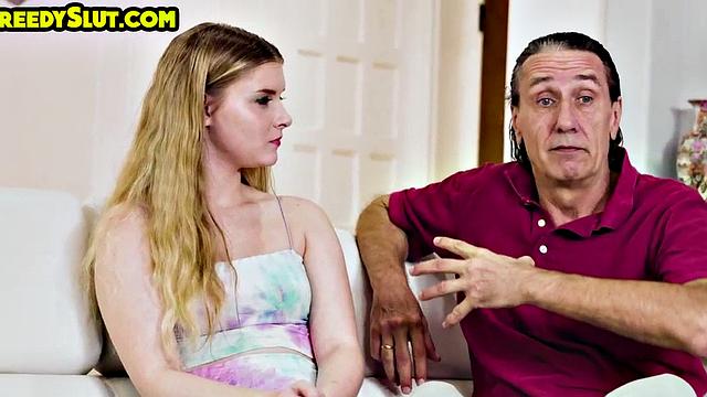 Cheating babe gets banged by older guy in her tight pussy