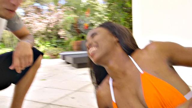 Watch this hot babe get pounded from behind while getting her pussy fingered and taking a hard pounding in doggystyle