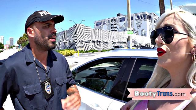 Blonde babe with a huge ass takes a raw pounding in interracial couple