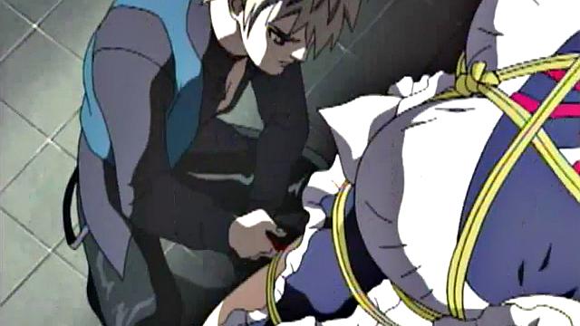 Хрупкая хентай рабыня орет в кляпе, пока мастер издевается и растягивает её