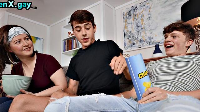 Gay twink bareback fucks skinny BF in asshole alone