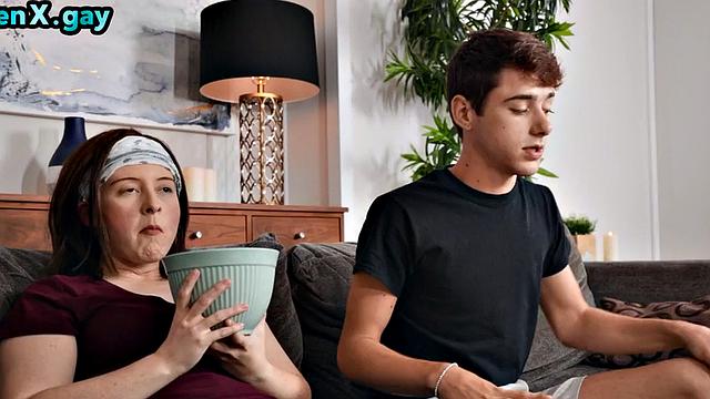 Gay twink bareback fucks skinny BF in asshole alone