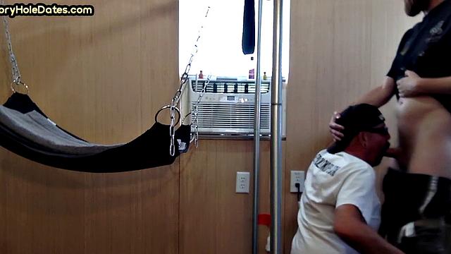 Gloryhole stud enjoys fucking asshole in doggystyle