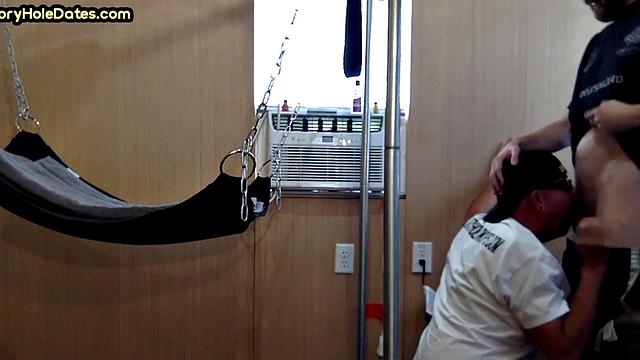 Gloryhole stud enjoys fucking asshole in doggystyle