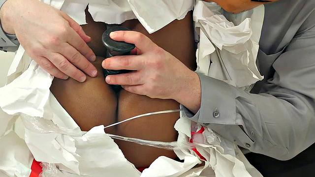 Black bdsm slut gets ass toyed