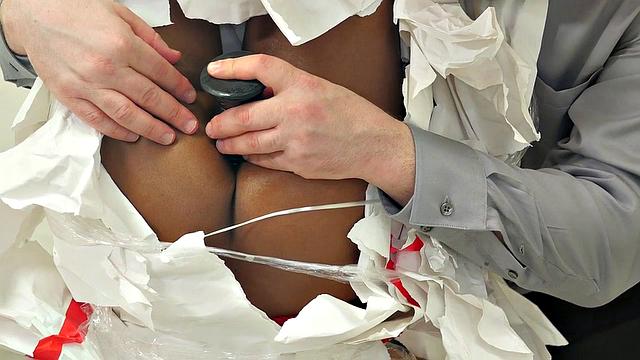 Black bdsm slut gets ass toyed