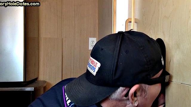 Gloryhole DILF deepthroats dude before barebacking