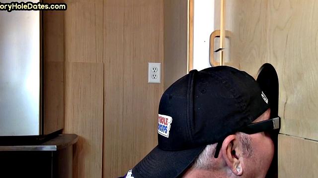 Gloryhole DILF deepthroats dude before barebacking