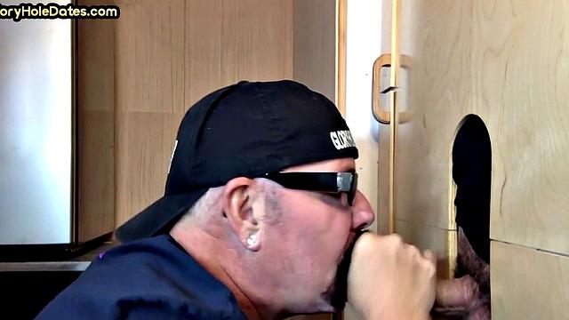 Gloryhole DILF deepthroats dude before barebacking