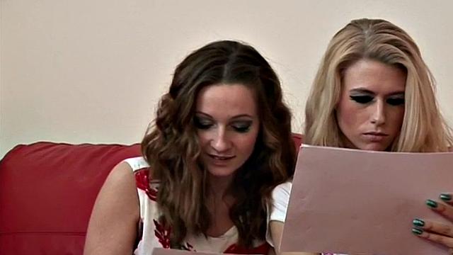 Micro penis mistresses wank pathetic sub during erotic trio