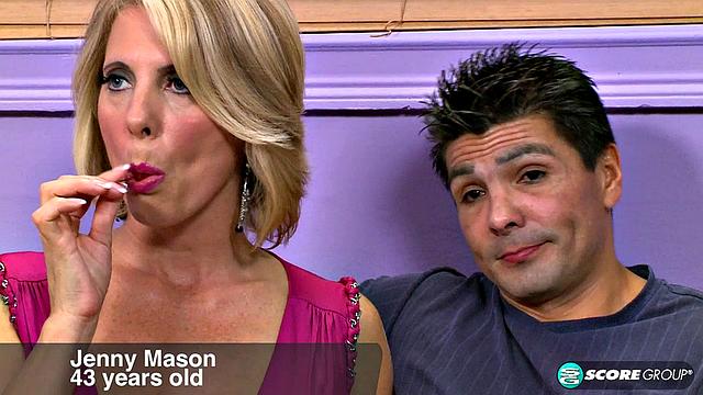 43-year-old Jenny Mason gets fucked by her husband and a total stranger