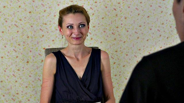 Skinny femsub publicly mouthfucked with dildo