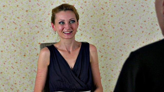 Skinny femsub publicly mouthfucked with dildo