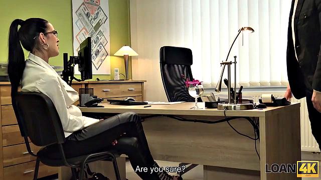 LOAN4K. Stranger in loan office satisfies girl for sex.