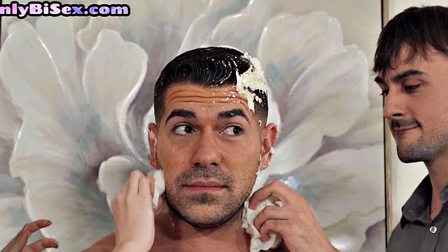 Bisex redhead babe in heels gets fucked in MMF group