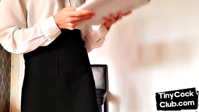 Teaseful domina mocks small dick