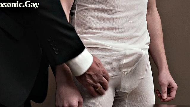 Suited old mason bareback fucks twink ass in office