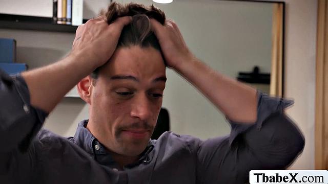 My TS hairdresser sucks my cock after the haircut