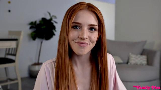 рыжая сводная сестра жаждет страстного новогоднего creampie