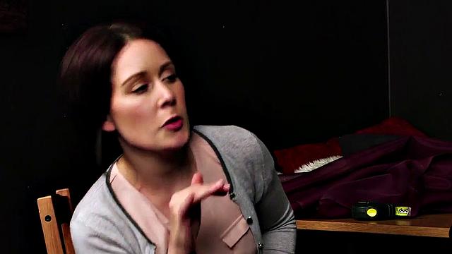 CFNM amateur lady in stockings jerks cock