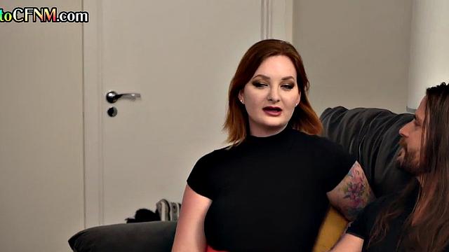 British CFNM doms suck and guy in group BJ at home