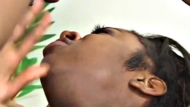 A bald ebony slut take it deep in her tight hole