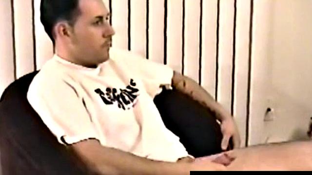 Straight jock gets jerked off while receiving blowjob from DILF