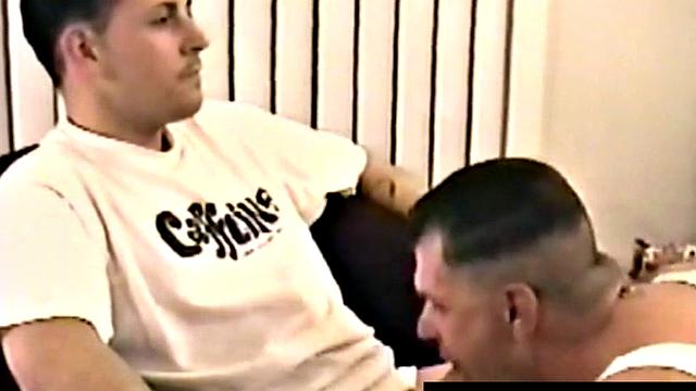 Straight jock gets jerked off while receiving blowjob from DILF