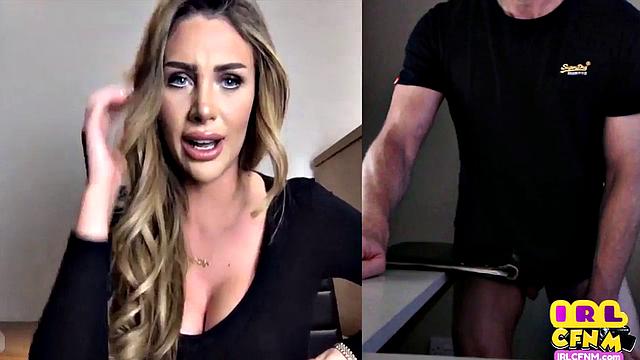 A CFNM MILF tease a webcam wanker while showing off her hair