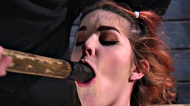 BDSM hairy pussy babe whipped and pussytoyed by CMNF master