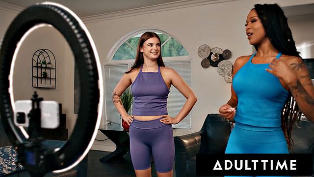 ADULT TIME - Busty MILF Cali Sweets Records Workout With Stepdaughter Sky Wonderland