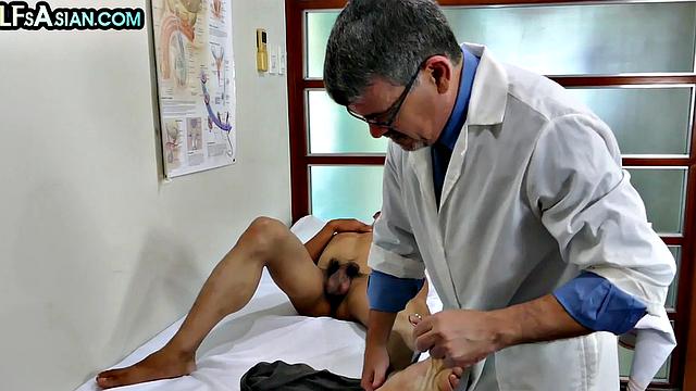 Ticklish Asian twink nailed by doctor in infirmary