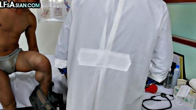 Ticklish Asian twink nailed by doctor in infirmary