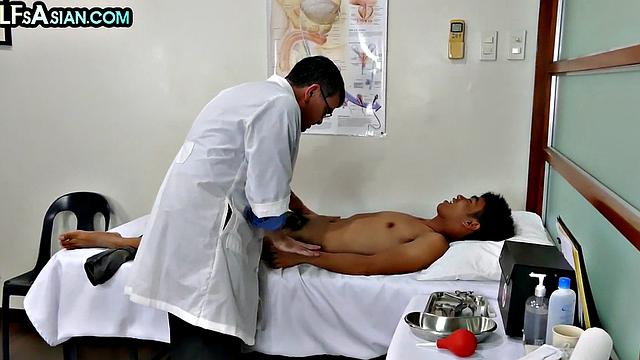 Ticklish Asian twink nailed by doctor in infirmary