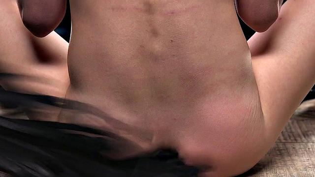 A teen with brown hair whip and toy her hairy pussy for a creampie