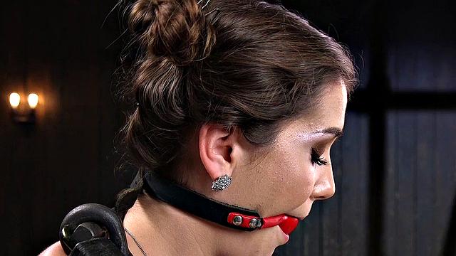 A teen with brown hair whip and toy her hairy pussy for a creampie