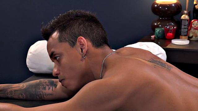 Massaged mature guy spoiled by Latin 