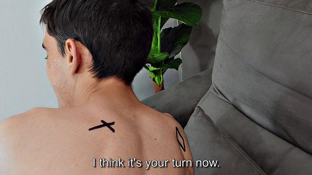 Latina babe with a tattoo gives a wild POV handjob and deepthroats a cock