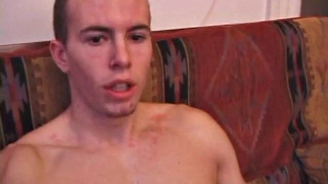 Straight Skater Carson is ready to jack off for all the chicks he imagines are watching. When the clothes strip off his cock stiffens up and after a good stroking he pops his cum load and licks it up.