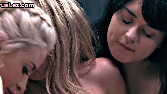 Strapon college dyke banging teacher in 3some